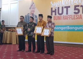 Bupati Dayat Terima Piagam Penghargaan Sebagai Bupati Favorit 1 Se Provinsi Bengkulu