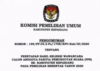 Berikut Pengumuman Hasil Seleksi Wawancara Calon Anggota PPS Se- Kabupaten Kepahiang