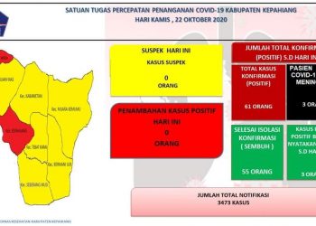 Covid-19 Di Kepahiang, Tinggal 3 Orang Lagi Dari Total 61 Kasus