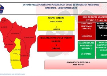 Update Covid-19 Kepahiang : Terkonfirmasi Positif Bertambah 6 Orang