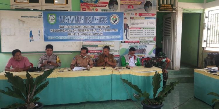 Pemdes Talang Gelompok Gelar Musdesus Penetapan KPM BLT-DD Tahun 2022
